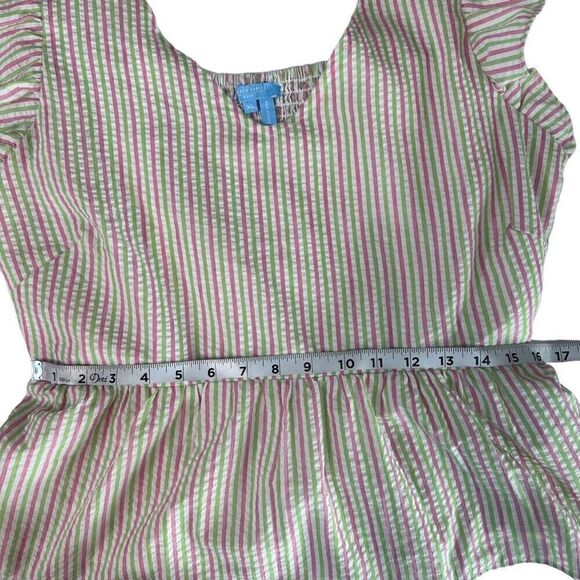 Draper James RSVP Seersucker Striped Peplum Top Womens XL Preppy Summer - Picture 7 of 8